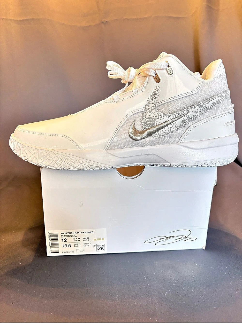 Nike LeBron NXXT GEN AMPD Men's Shoes White/LT Smoke Grey US 12 NWT and box